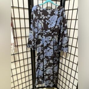 FREE PEOPLE MELROSE POWDER BLUE FLORAL PRINT BELL SLEEVES MAXI DRESS SIZE 2(XS)